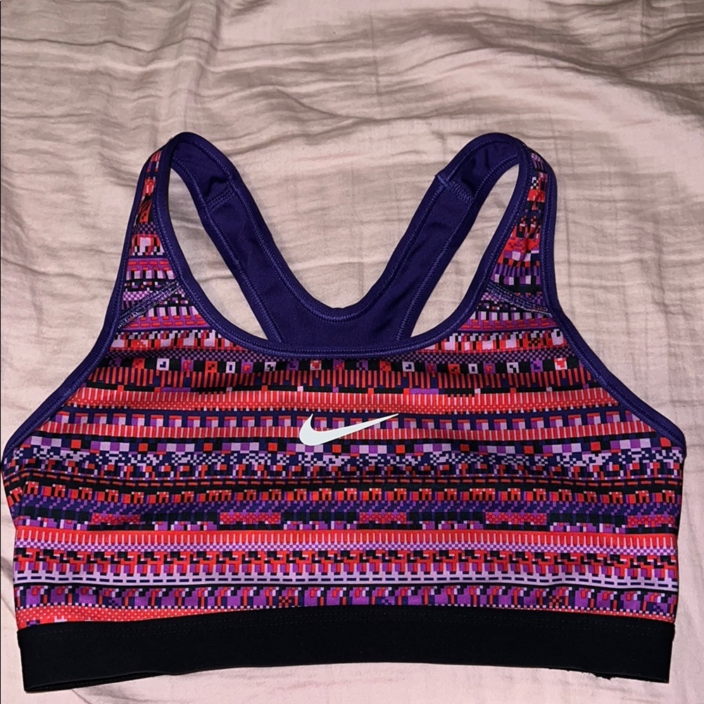 Nike Purple and Pink Sports Bra with Racerback Design